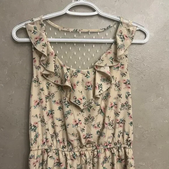 NWT Maurices Lightweight Mesh Back Ruffle Dress Medium Floral Ivory Pink - Picture 16 of 16